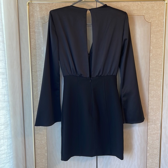 Black Long Sleeve Satin Dress - Picture 5 of 5